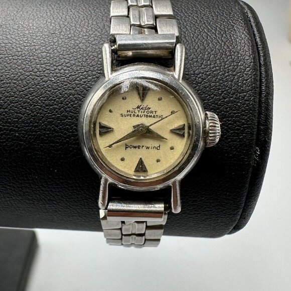 Vintage Mido Multifort Powerwind Watch Women Silver Tone Super Automatic 6.75" - Picture 1 of 15